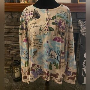 VTG Christopher & Banks Cotton Novelty Christmas Cardigan